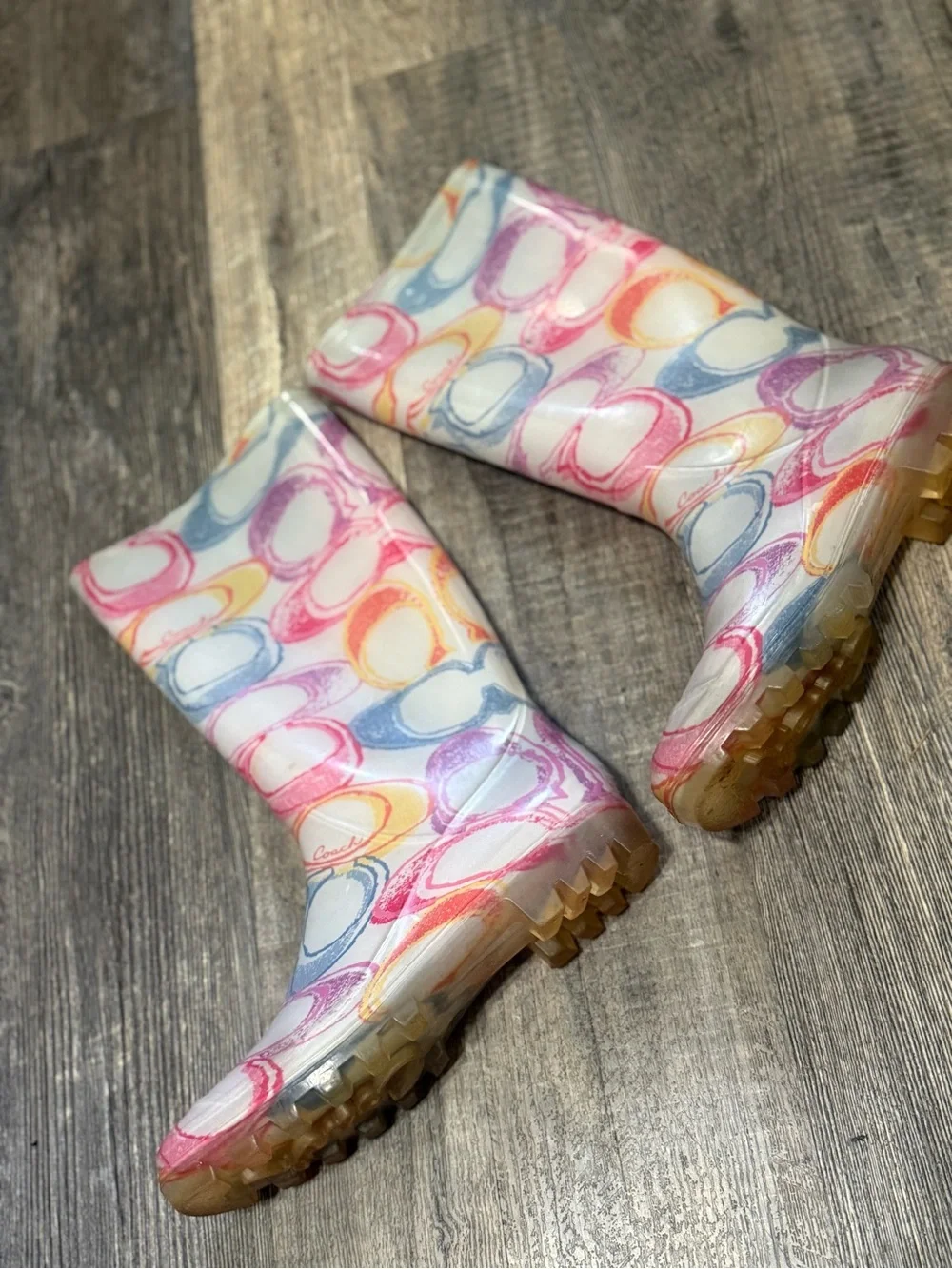 Coach Signature Multicolor Rainbow Boot women’s size 9 Mid Calf